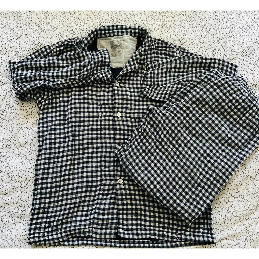 Muji sz L blue white flannel gauze two set pajama set